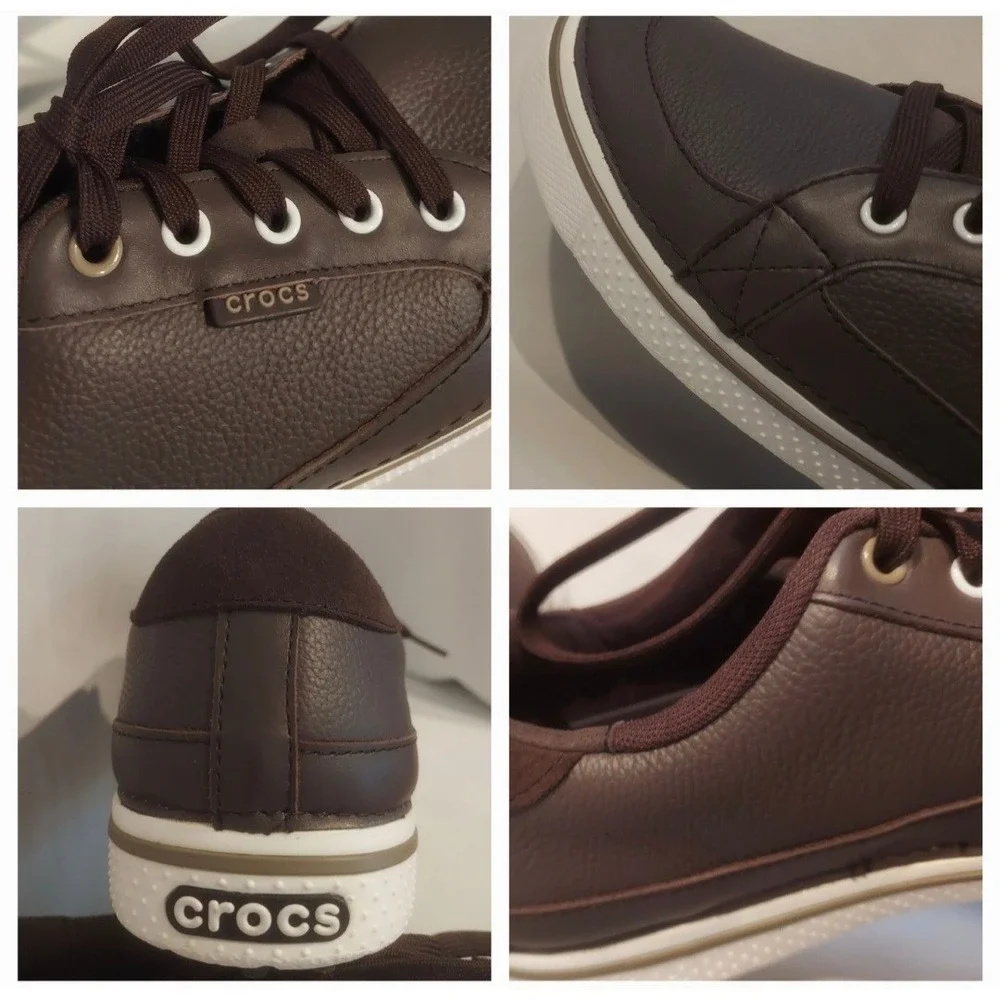 Crocs Golf Hank Haney Mens Brown Leather Bradyn Spikeless Golf Shoes Size 12 EUC